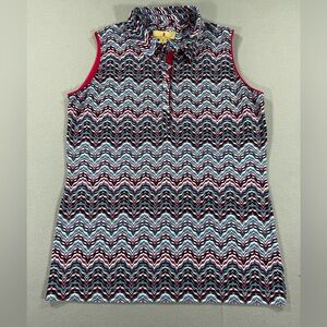 Women’s Sport Haley Golf Sleeveless Chevron Print Polo Tank, Medium